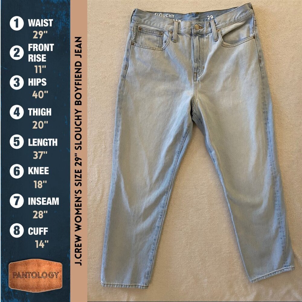 J.Crew Jeans Women's 29" Light Blue Denim Slouchy Boyfriend Jeans High Rise